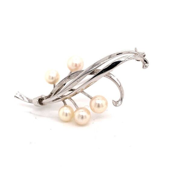 Mikimoto Estate Akoya Pearl Brooch Pin Sterling Silver 6.6mm 5.43 gr M185 - Picture 9 of 12